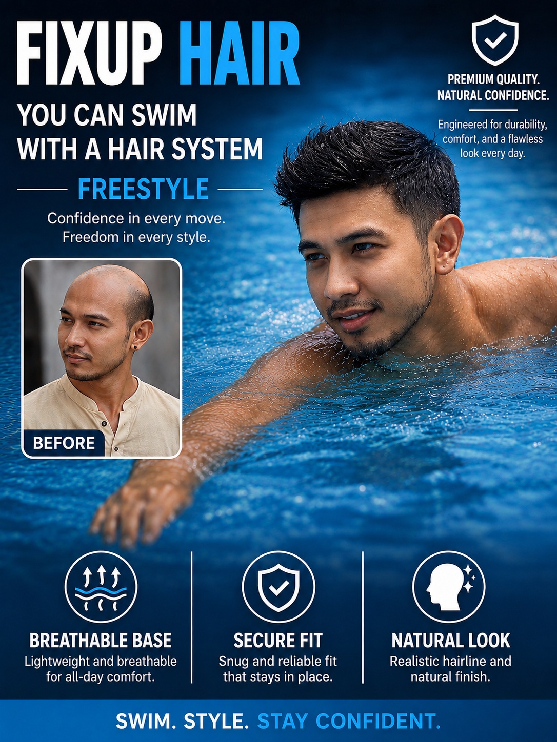 Swim with Fixup Hair